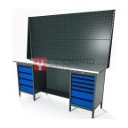  RUNTEC RTS20Z-TS4-TS6-P20-P20-5005 Верстак серии Standart, 2000 мм, оцинк, тумба с 4-мя ящиками + тумба с 6-ю ящиками, экран 1000, синий RAL 500 мни (0)
