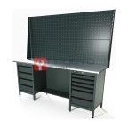  RUNTEC RTS20Z-TS4-TS6-P20-P20-7016 Верстак серии Standart, 2000 мм, оцинк, тумба с 4-мя ящиками + тумба с 6-ю ящиками, экран 1000, серый RAL 701 мни (0)
