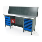  RUNTEC RTS20Z-TS4-TS7-P20-5005 Верстак серии Standart, 2000 мм, оцинк, тумба с 4-мя ящиками + тумба с 7-ю ящиками, экран 500, синий RAL 5005 мни (0)