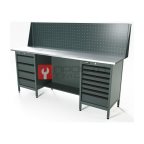  RUNTEC RTS20Z-TS4-TS7-P20-7016 Верстак серии Standart, 2000 мм, оцинк, тумба с 4-мя ящиками + тумба с 7-ю ящиками, экран 500, серый RAL 7016 мни (0)
