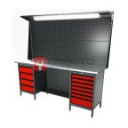  RUNTEC RTS20Z-TS4-TS7-P20-P20-3020L Верстак серии Standart, 2000 мм, оцинк, тумба с 4-мя ящиками + тумба с 7-ю ящиками, экран 1000, красный RAL  мни (0)