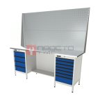  RUNTEC RTS20Z-TS4-TS7-P20-P20-5005(7035) Верстак серии Standart, 2000 мм, оцинк, тумба с 4-мя ящиками + тумба с 7-ю ящиками, экран 1000, синий ( мни (0)