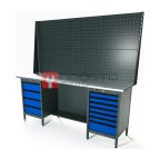  RUNTEC RTS20Z-TS4-TS7-P20-P20-5005 Верстак серии Standart, 2000 мм, оцинк, тумба с 4-мя ящиками + тумба с 7-ю ящиками, экран 1000, синий RAL 500 мни (0)