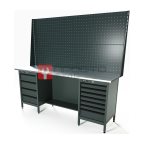  RUNTEC RTS20Z-TS4-TS7-P20-P20-7016 Верстак серии Standart, 2000 мм, оцинк, тумба с 4-мя ящиками + тумба с 7-ю ящиками, экран 1000, серый RAL 701 мни (0)