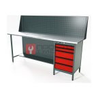  RUNTEC RTS20Z-TS5-NS-P20-3020 Верстак серии Standart, 2000 мм, оцинк, тумба с 5-ю ящиками, экран 500, красный RAL 3020 мни (0)