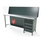 RUNTEC RTS20Z-TS5-NS-P20-7016 Верстак серии Standart, 2000 мм, оцинк, тумба с 5-ю ящиками, экран 500, серый RAL 7016 мни (0)