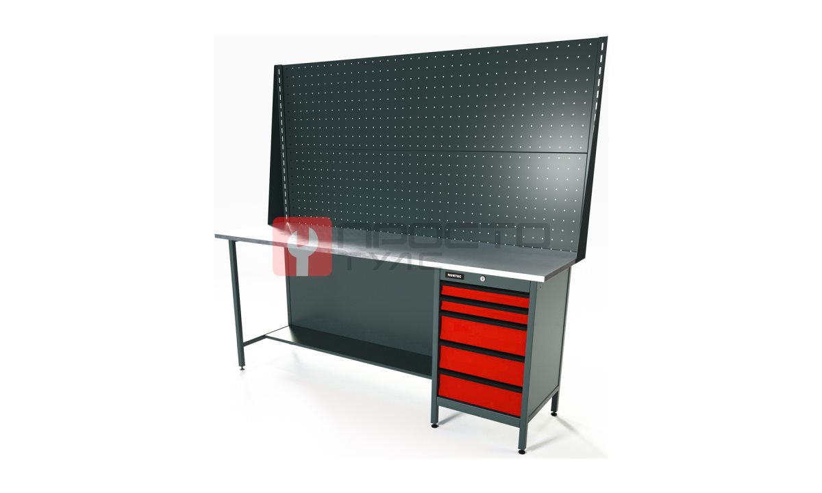  RUNTEC RTS20Z-TS5-NS-P20-P20-3020 Верстак серии Standart, 2000 мм, оцинк, тумба с 5-ю ящиками, экран 1000, красный RAL 3020 (0)