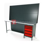  RUNTEC RTS20Z-TS5-NS-P20-P20-3020 Верстак серии Standart, 2000 мм, оцинк, тумба с 5-ю ящиками, экран 1000, красный RAL 3020 мни (0)