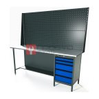  RUNTEC RTS20Z-TS5-NS-P20-P20-5005 Верстак серии Standart, 2000 мм, оцинк, тумба с 5-ю ящиками, экран 1000, синий RAL 5005 мни (0)