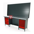  RUNTEC RTS20Z-TS5-TS7-P20-P20-3020 Верстак серии Standart, 2000 мм, оцинк, тумба с 5-ю ящиками + тумба с 7-ю ящиками, экран 1000, красный RAL 30 мни (0)