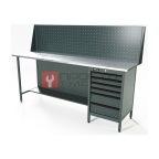  RUNTEC RTS20Z-TS6-NS-P20-7016 Верстак серии Standart, 2000 мм, оцинк, тумба с 6-ю ящиками, экран 500, серый RAL 7016 мни (0)