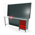 RUNTEC RTS20Z-TS6-NS-P20-P20-3020 Верстак серии Standart, 2000 мм, оцинк, тумба с 6-ю ящиками, экран 1000, красный RAL 3020 мни (0)