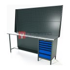  RUNTEC RTS20Z-TS6-NS-P20-P20-5005 Верстак серии Standart, 2000 мм, оцинк, тумба с 6-ю ящиками, экран 1000, синий RAL 5005 мни (0)