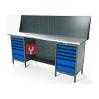  RUNTEC RTS20Z-TS6-TS6-P20-5005 Верстак серии Standart, 2000 мм, оцинк, тумба с 6-ю ящиками + тумба с 6-ю ящиками, экран 500, синий RAL 5005 мни (0)