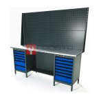  RUNTEC RTS20Z-TS6-TS7-P20-P20-5005 Верстак серии Standart, 2000 мм, оцинк, тумба с 6-ю ящиками + тумба с 7-ю ящиками, экран 1000, синий RAL 5005 мни (0)