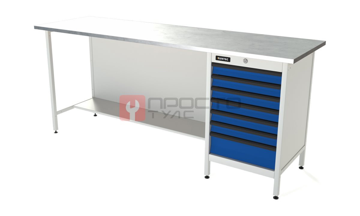  RUNTEC RTS20Z-TS7-NS-5005(7035) Верстак серии Standart, 2000 мм, оцинк, тумба с 7-ю ящиками, синий (светло-серый) RAL 5005 (7035) (0)