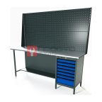  RUNTEC RTS20Z-TS7-NS-P20-P20-5005 Верстак серии Standart, 2000 мм, оцинк, тумба с 7-ю ящиками, экран 1000, синий RAL 5005 мни (0)
