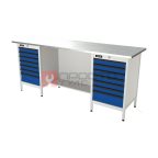  RUNTEC RTS20Z-TS7-TS7-5005(7035) Верстак серии Standart, 2000 мм, оцинк, тумба с 7-ю ящиками + тумба с 7-ю ящиками, синий (светло-серый) RAL 500 мни (0)