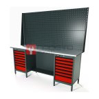  RUNTEC RTS20Z-TS7-TS7-P20-P20-3020 Верстак серии Standart, 2000 мм, оцинк, тумба с 7-ю ящиками + тумба с 7-ю ящиками, экран 1000, красный RAL 30 мни (0)
