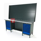  RUNTEC RTS20Z-TS7-TS7-P20-P20-5005 Верстак серии Standart, 2000 мм, оцинк, тумба с 7-ю ящиками + тумба с 7-ю ящиками, экран 1000, синий RAL 5005 мни (0)