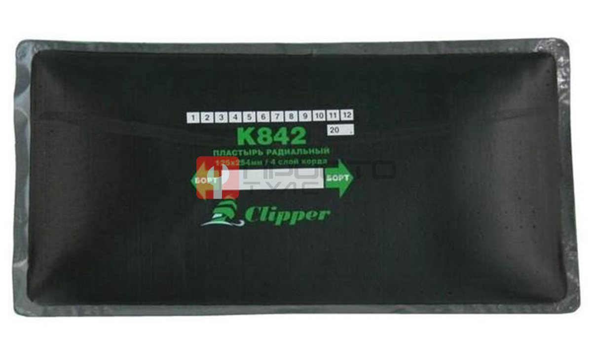  CLIPPER ЗАПЛАТА K842 кордовая для боковых порезов (серый адгезивный слой) 125*254мм (4 слоя корда) (0)
