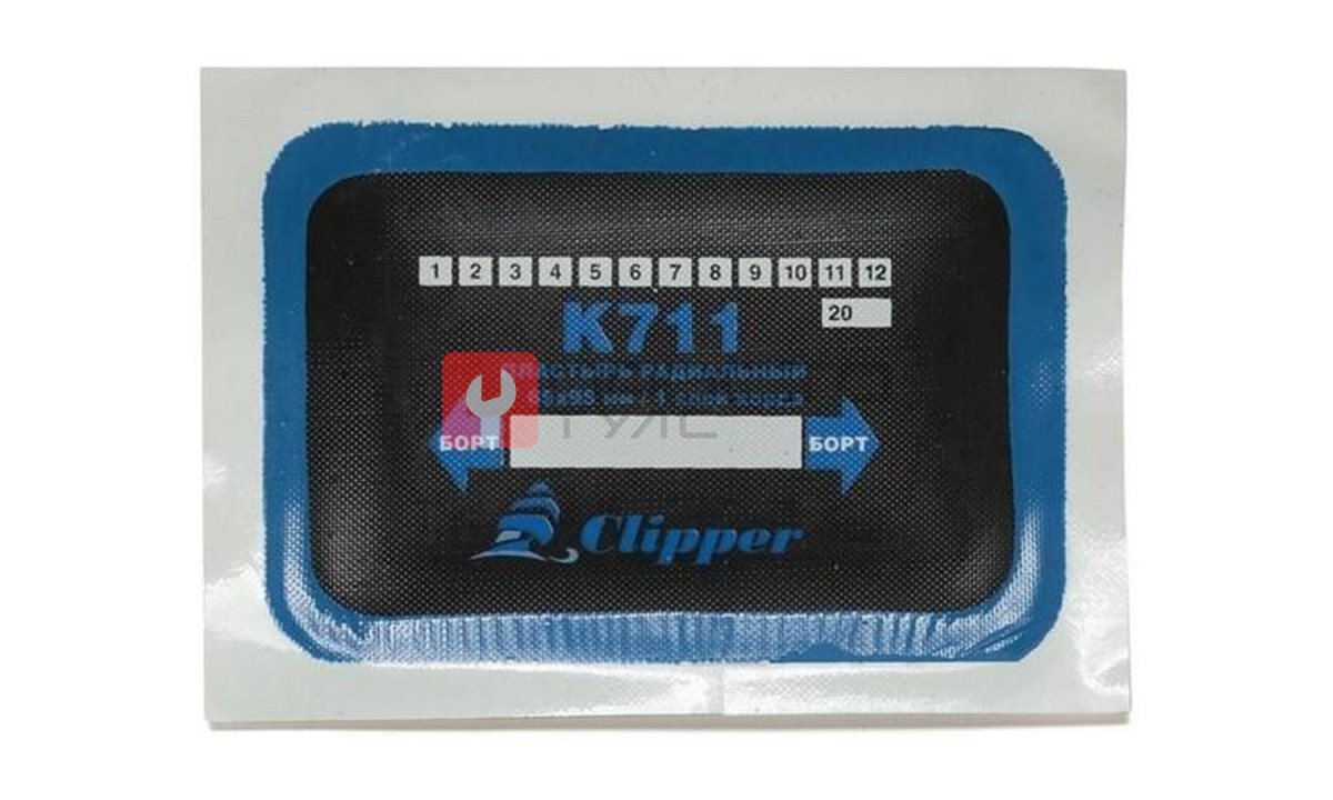  CLIPPER НАБОР ЗАПЛАТ K711 кордовых для боковых порезов, 65*95мм (1 слой корда), синий адгезивный сло (0)