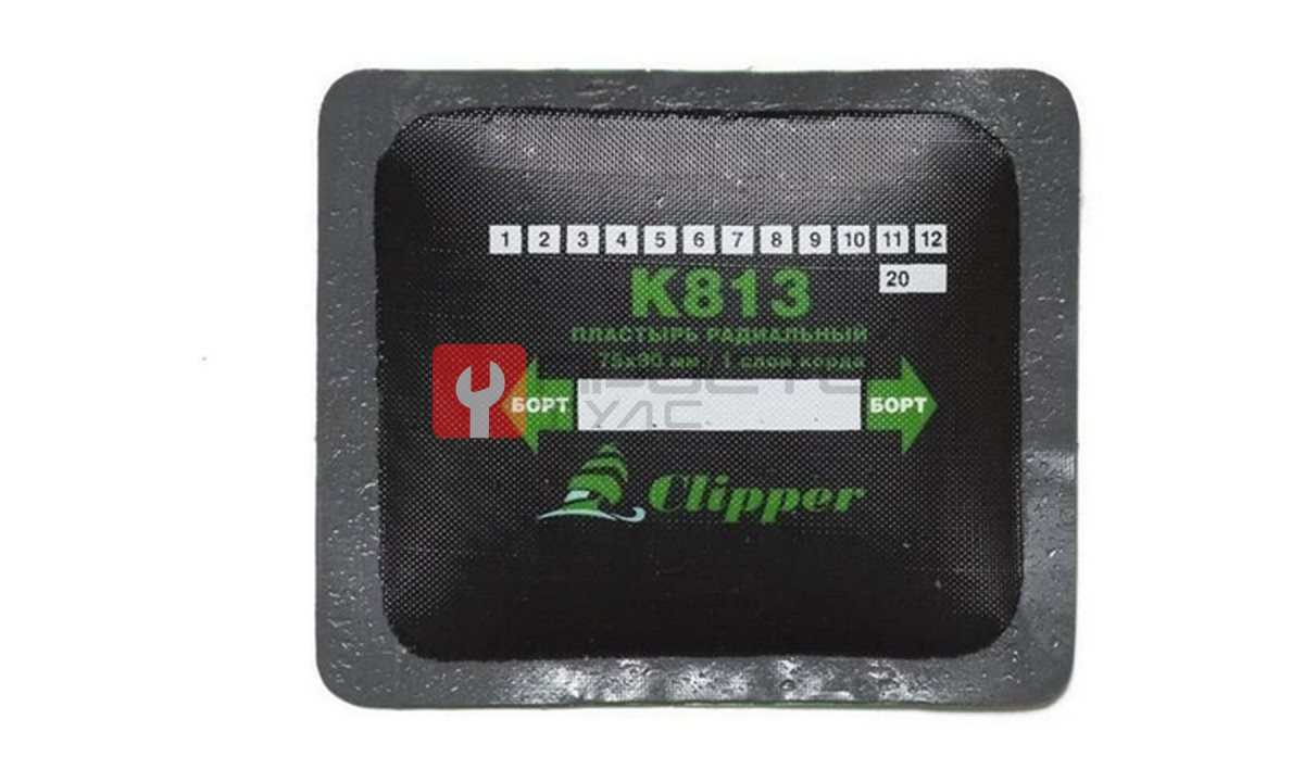  CLIPPER НАБОР ЗАПЛАТ K813 кордовых для боковых порезов, 75*90мм (1 слой корда), серый адгезивный слой (0)