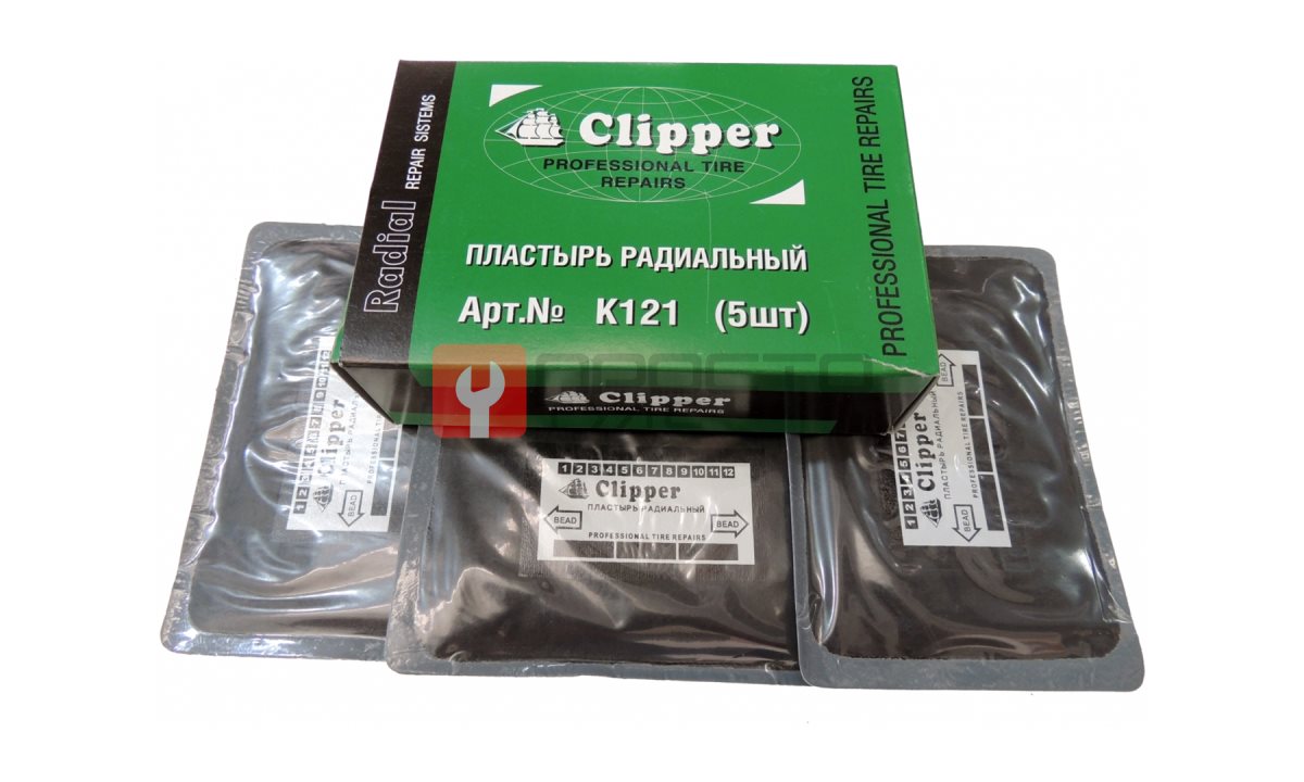  CLIPPER НАБОР ЗАПЛАТ K121 кордовые для боковых порезов 90*135мм (2 слоя корда) (5шт.) (0)