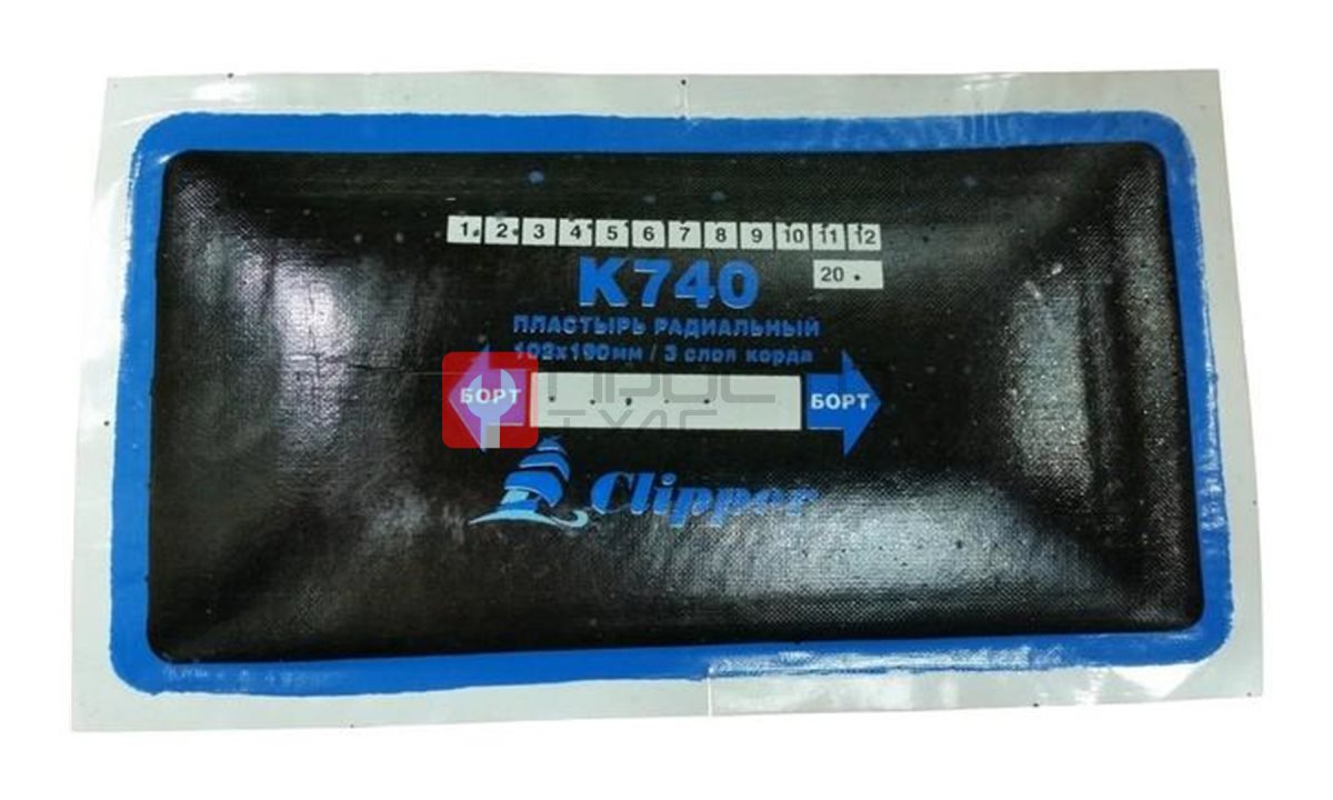  CLIPPER ПЛАСТЫРЬ К740 радиальный кордовый с синим адгезивным слоем 100*190мм (3 слоя корда) (0)