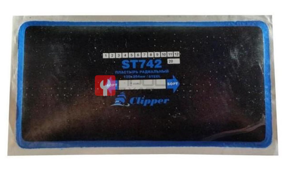  CLIPPER ЗАПЛАТА ST742 радиальная с синим адгезивным слоем (сталь), 125*254мм (0)